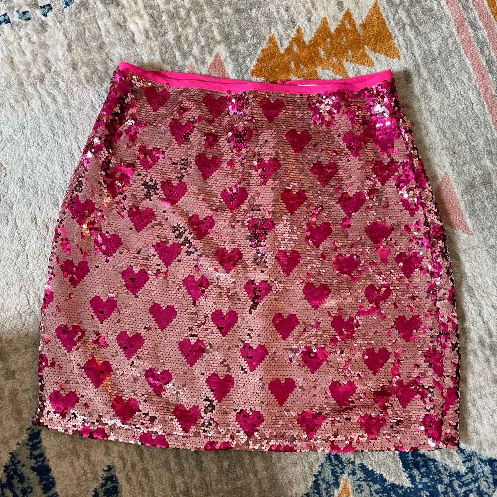 Buddy Love Pink Sequin Heart Mini Skirt - Picture 2 of 3